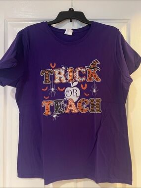 Purple 'Trick or Teach' Halloween Teacher Tee